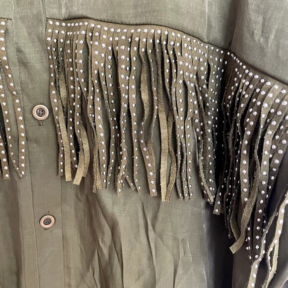 Gorgeous NWOT Western Fringe Satin Top Size XL western - Picture 2 of 5